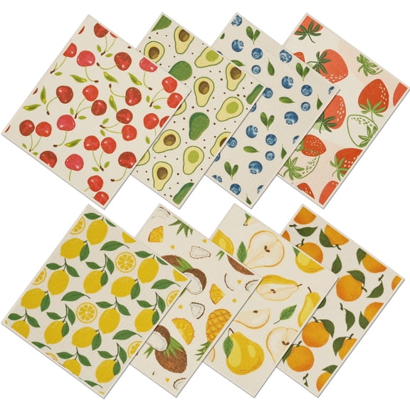 LINFANG 8Pcs Swedish Dishcloths for Kitchen Reusable Dish Towels Absorbent Kitchen Dishcloths Washable Dish Rags Cellulose Sponge Cloths for Washing Dishes