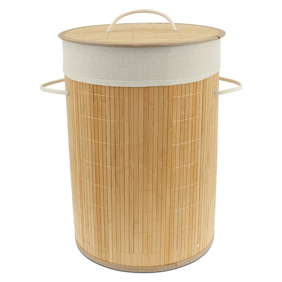 LINFANG Bamboo Laundry Basket with Lid for Storing Dirty Clothes Laundry Hamper with Removable Liner Handle Clothing Bin for Bathroom