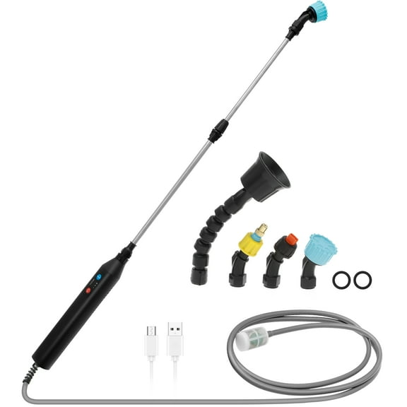 LINFANG Battery Powered Sprayer Wand Kit Adjustable Sprayer Telescopic Wand Set Rechargeable Water Spray with Nozzles for Lawn Watering