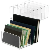 LINFANG Clear Plastic File Holder for Office Documents 5 Upright Mail Organizer Multi Purpose File Sorter for Books Cosmetics And Room Storage