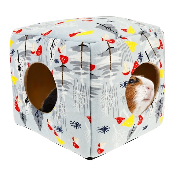 LINFANG Cube Guinea Pig House Easy Cleaning Anti Slip Bottom Cube Rabbit Cave Bed With Detachable Pad for Small Animal