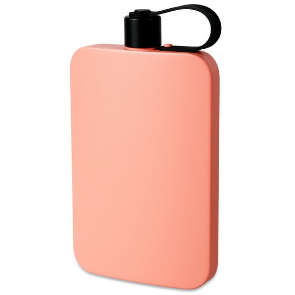 LINFANG Flat Water Bottle Stainless Steel Integrated Cap Design Portable 500 ML Flask for Outdoor Sports Travel Present for Friend Couple