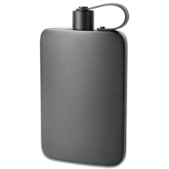 LINFANG Flat Water Bottle Stainless Steel Integrated Cap Design Portable 500 ML Flask for Outdoor Sports Travel Present for Friend Couple