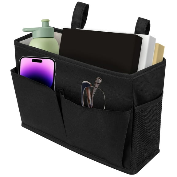 LINFANG Hanging Bedside Caddy Large Capacity Bedside Storage Organizer with Side Pockets Bunk Bed Caddy for Phone Remote Control