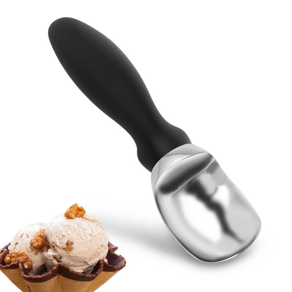 LINFANG Ice Cream Scoop with Ergonomic Soft Grip Handle Professional Ice Cream Scooper Multifunctional Cookie Scoop for Cookie Dough Gelato Sorbet Black