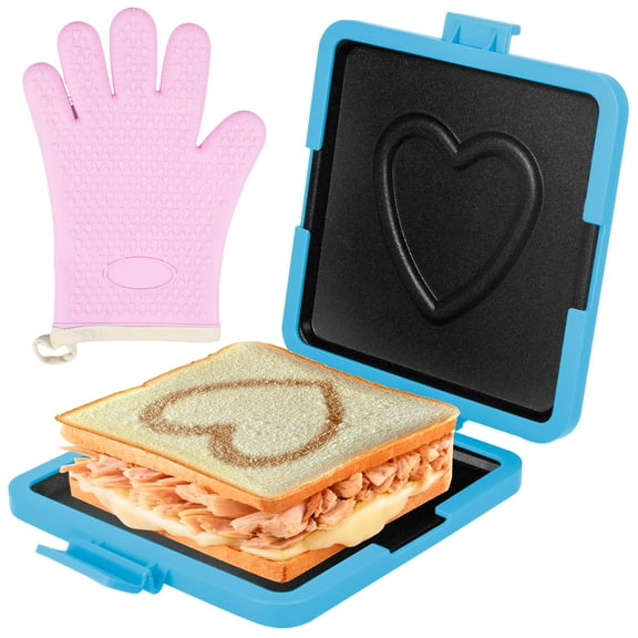 LINFANG Microwave Sandwich Maker Dishwasher Safe Microwave Toaster with Anti Scald Glove No Electricity Needed Panini Maker for Home Office Dormitory Traveling