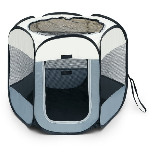 LINFANG Oxford Cloth Foldable Pet Play Pen Tear Resistant Breathable Dog Cat Crate Tent With Mesh Top and Window for Indoor Outdoor Camping Travel