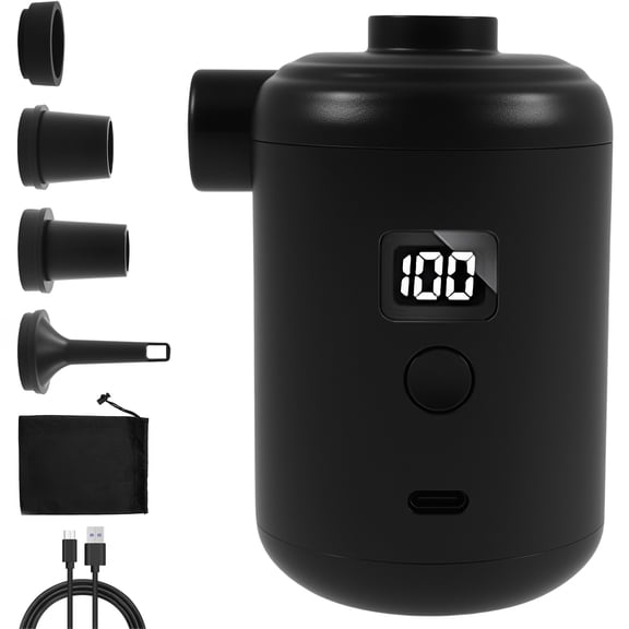 LINFANG Portable Air Pump 3600mAh Battery Rechargeable Electric Air Pump with 4 Different Nozzle for Inflatable Mattress Compression Bag