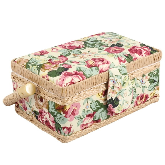LINFANG Sewing Kit Storage Box Sturdy Dust Proof Small Sewing Basket Large Capacity Accessories Tray Pin Cushion Pocket for Mother