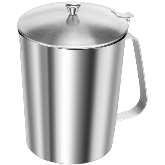 LINFANG Stainless Steel Measuring Cup with Lid 2L Large Mouth Metal Measuring Cup Mixing Container with Marking and Handle for Coffee Bar