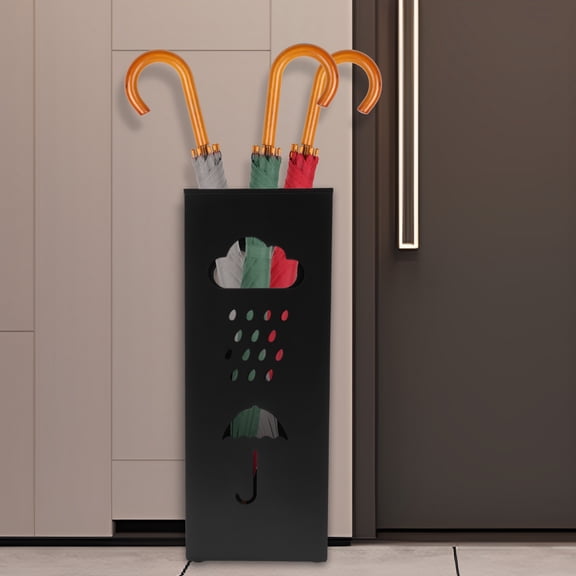 LINFANG Umbrella Stand Metal Umbrella Holder Hollowed Square Walking Cane Organizer Rack for Home Office Entryway