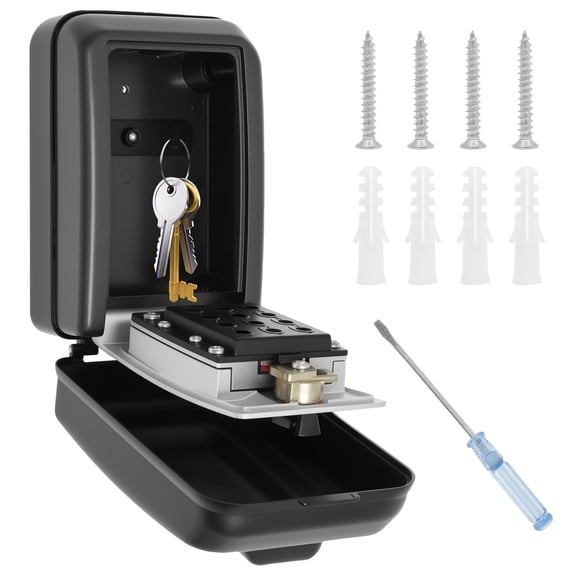 LINFANG Wall Mounted Key Code Box Large Capacity Outdoor 12 Digit Combination Key Safe Box with Waterproof Cover for Outside Home Office