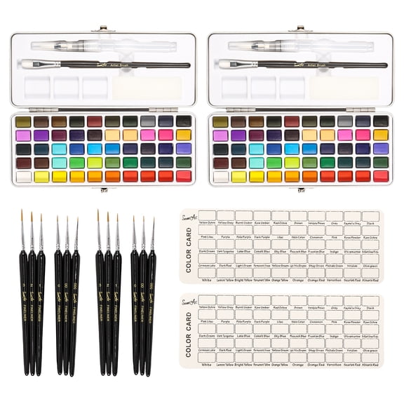 LINFANG Watercolor Paint Set Portable Travel Watercolor Set with Paint Brushes and Accessories Convenient Water Colors Paint Adult Set Multifunctional Watercolor Set for Beginners Professionals