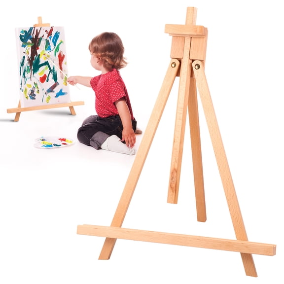 LINFANG Wood Painting Easel Foldable Triangle Desktop Easel Stable Support Art Painting Stand Height Adjustable Picture Tripod for Artists