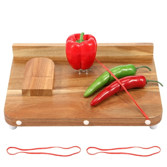 LINFANG Wooden Adaptive Cutting Board With Spike Smooth Surface Handicapped Kitchen Board With Anti Slip Bottom for Vegetable Fruit Meat