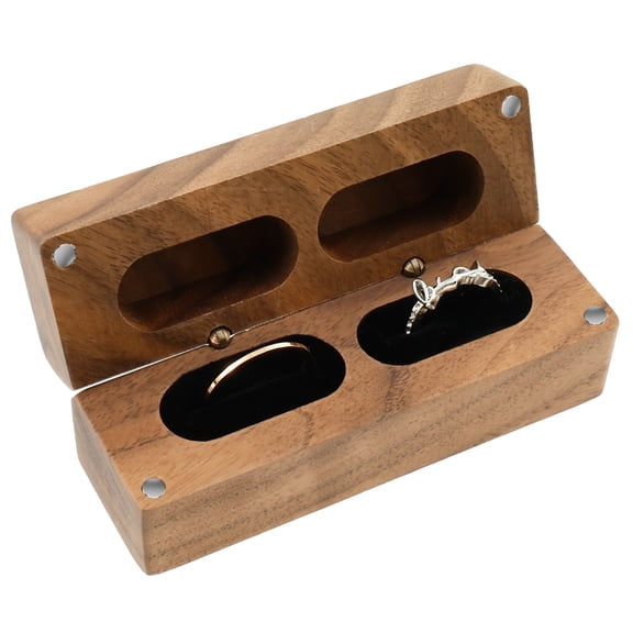 LINFANG Wooden Wedding Ring Box Vintage Ring Bearer Box with Magnetic Closure Engagement Present Holder for Proposal Wedding
