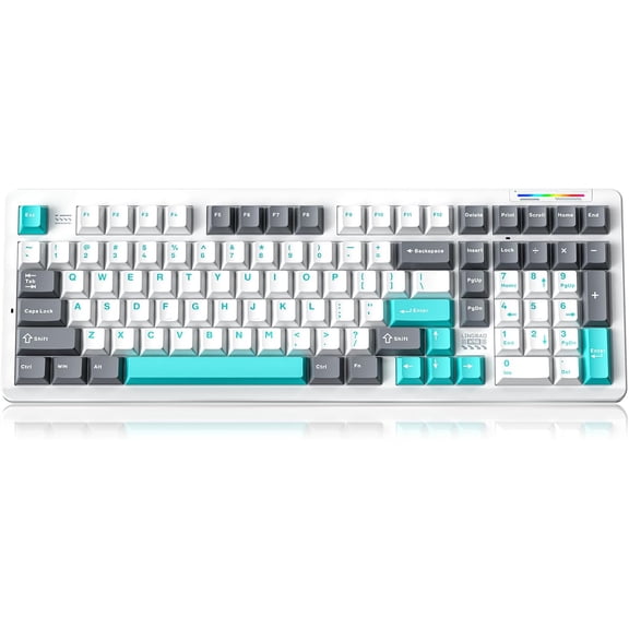LINGBAO K98 - 96% Mechanical Keyboard Wireless,10000mAh Battery,Wireless Gaming Keyboard BT5.0/2.4G/USB-C, Gasket Hot Swappable,RGB Backlit, Creamy Sounding Keyboards with Number Pad for Win/Mac/PC