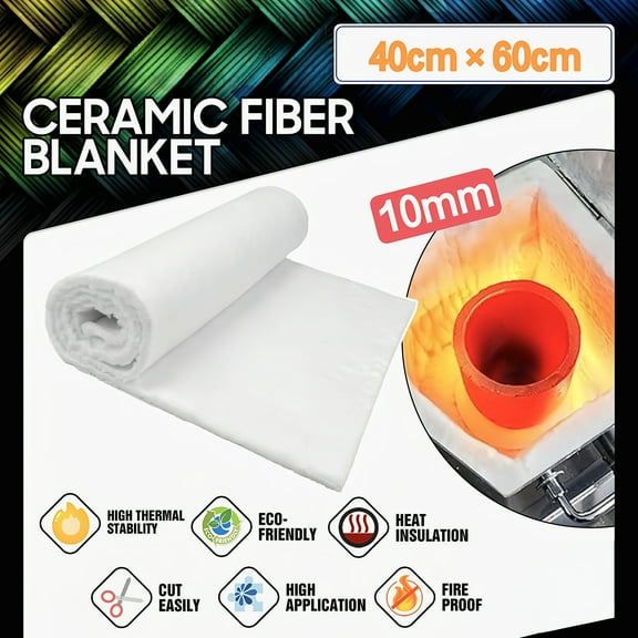 LINGDA 0.4"×16"×24" Ceramic Fiber Blanket Fireproof Insulation Material,High Temperature Fireproof for Glass Blowing,Furnace,Forge,Fireplace