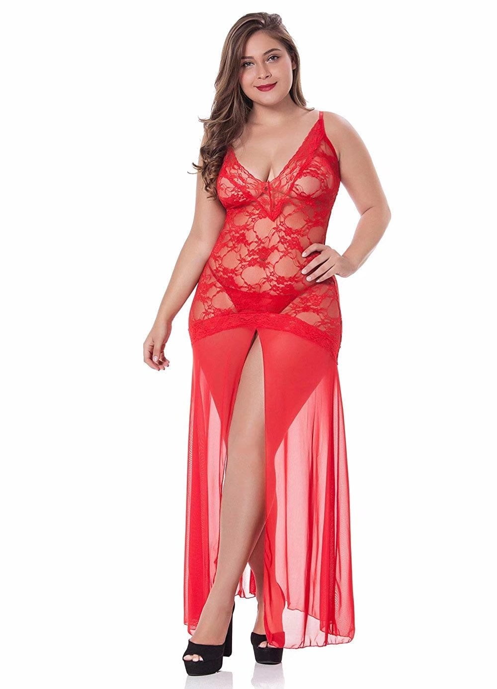 LINGERLOVE Plus Size Sexy Babydoll Lingerie for Women Lace Nightgown with  Underwire