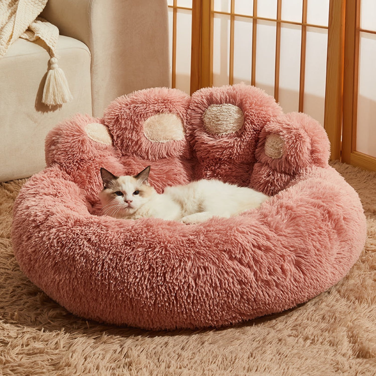 Fluffy Pet Blankets-Soft Faux Fur, Anti-Anxiety Cozy Throws for Cats and Dogs, M 80*55cm apricot colour