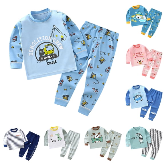LINGLANG Baby Toddler Thermal Underwear Set 0-4 Years Kids Long Johns Sleepwear Girls Boys Base Layer Pjs