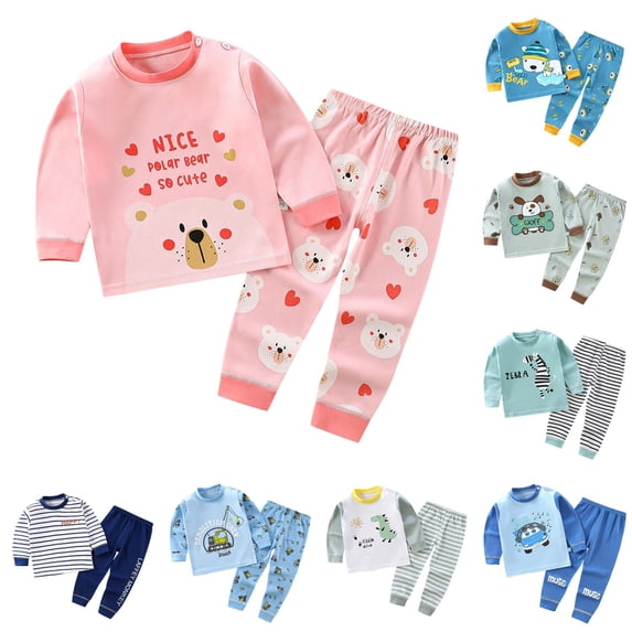 LINGLANG Baby Toddler Thermal Underwear Set 0-4 Years Kids Long Johns Sleepwear Girls Boys Base Layer Pjs