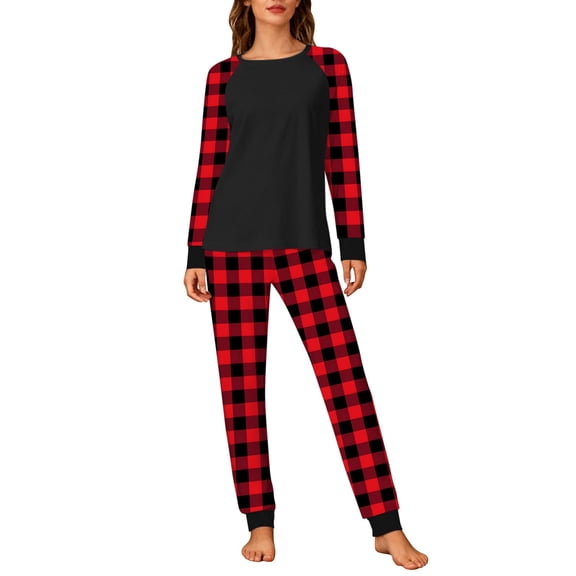 LINGLANG Christmas Pajamas For Women Set Festive Flannel Cozy Long Sleeve With Holiday Print Wear Family Matching Outfits Winter Xmas Print Pjs Sleepwear Loungewear Nightwear Nightclothes Homewear