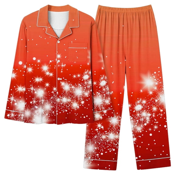LINGLANG Christmas Pajamas For Women Set Flannel Long Sleeve Button Down Shirt With Pants Cozy Winter Holiday Outfit Soft Warm Xmas Print Pjs Sleepwear Loungewear Nightwear Nightclothes Homewear