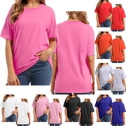 LINGLANG Custom DIY T-Shirt for Women Personalized Photo or Text Print Tee Solid Color Short Sleeve Cotton Top Unique Custom Gift Apparel for Ladies
