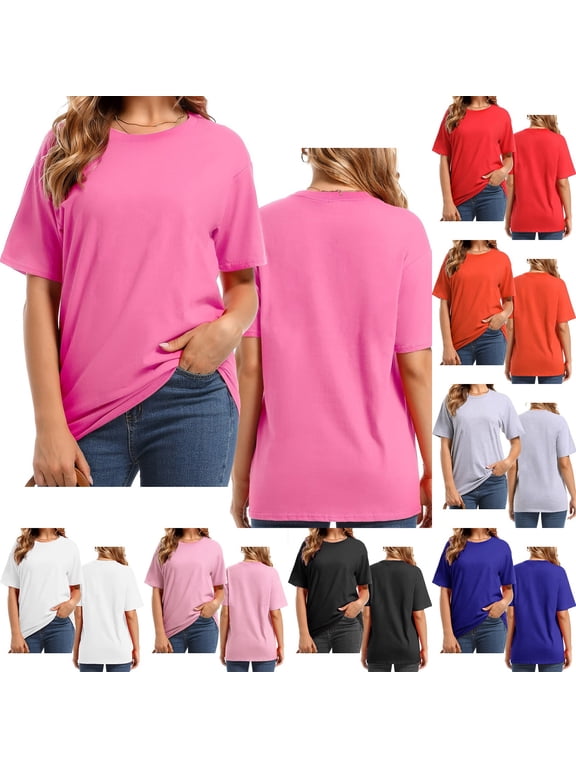 Custom DIY T-Shirt for Women Personalized Photo or Text Print Tee Solid Color Short Sleeve Cotton Top Unique Custom Gift Apparel for Ladies