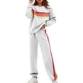 thumbnail image 1 of LINGLANG Fall Outfits For Women 2025 Dressy Casual Casual Striped Soft Jogger Pants Crewneck Pullover Sweatshirt Outfit Comfortable 2 Piece Tracksuit Casual Sweatsuit Lounge Set Matching Sets, 1 of 4