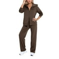 thumbnail image 1 of LINGLANG Fall Outfits For Women 2025 Dressy Casual Stylish Trouser Casual Sports Fashionable Zipper Long Sleeve 2 Piece Outfit Daily Wear And Casual Sweatsuit Lounge Set Matching Sets, 1 of 5