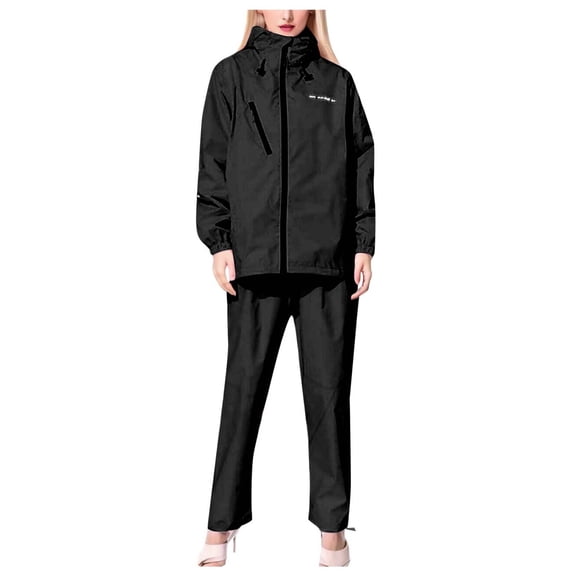 LINGLANG Fall Outfits For Women 2025 Sets Men Lightweight Hooded Rain Poncho Coat Breathable Raincoat Adjustable Drawstring With Pockets Casual Sweatsuit Lounge Set Matching Sets