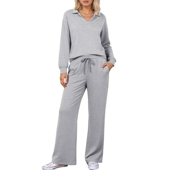 LINGLANG Fall Outfits For Women 2025 Trendy Sets Stylish Trousers Suit Long Sleeve Pullover Elegant Outfit Comfortable Versatile Or Casual Wear Casual Sweatsuit Lounge Set Matching Sets