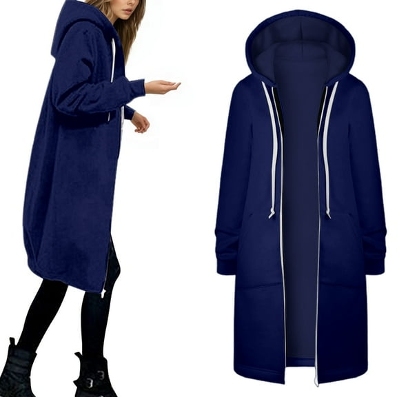 LINGLANG Fleece Jacket for Women Warm Hooded Zip Up Coat Soft Lightweight Comfortable Casual Winter Fall Outerwear Fashion Tops