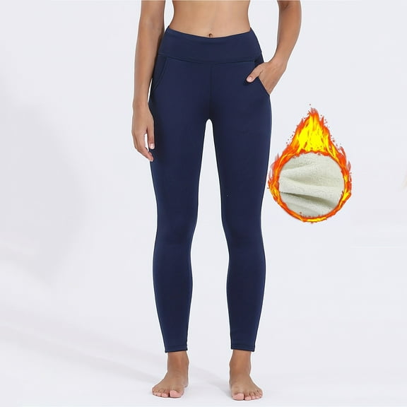 LINGLANG Lined Leggings Women Tights Extra Thick Clothing Lamb Outerwear Thickened High Waisted Elastic Thick Thermal Winter Warm Workout Yoga Pants