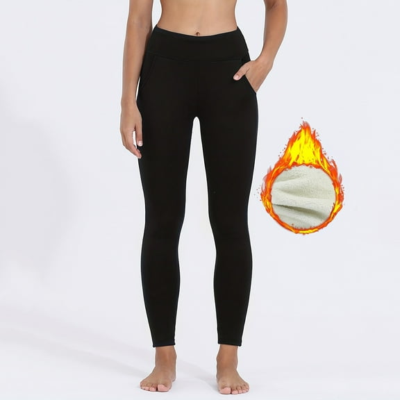 LINGLANG Lined Leggings Women Tights Extra Thick Clothing Lamb Outerwear Thickened High Waisted Elastic Thick Thermal Winter Warm Workout Yoga Pants