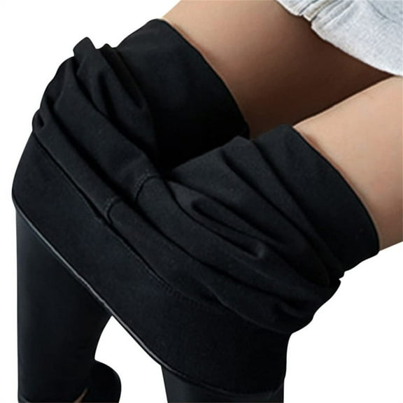 LINGLANG Fleece Lined Leggings Women Tights Faux Stretch High Waisted Pleather Pu Thick Thermal Winter Warm Workout Yoga Pants