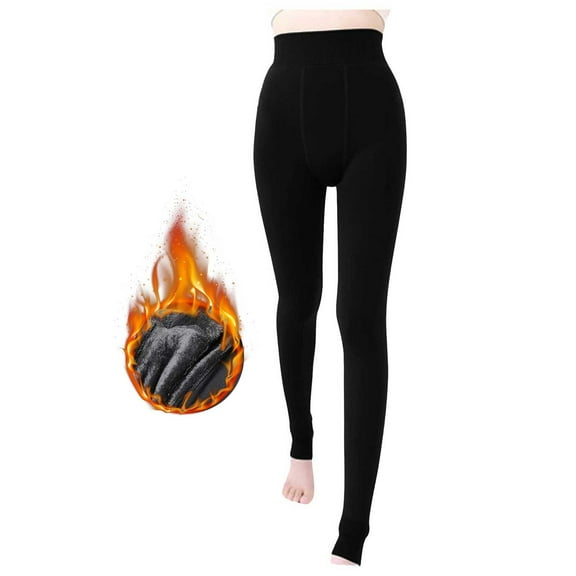 LINGLANG Fleece-Lined Leggings For Women Tights Solid Plus Velvet Thickened Pearl Velvet To Step On The Feet To Keep Wear Thick Thermal Winter Warm Workout Yoga Pants