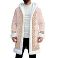 thumbnail image 1 of LINGLANG Funny Christmas Men's Long Cardigan Hoodies Santa Claus Xmas White Faux Fur Trim Warm Hooded Coat With Pocket, 1 of 4