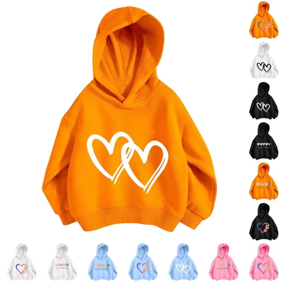 LINGLANG Girls Preppy Heart Hoodie Sweatshirt Graphic Pullover Casual Loose Sweat Shirt with Pockets