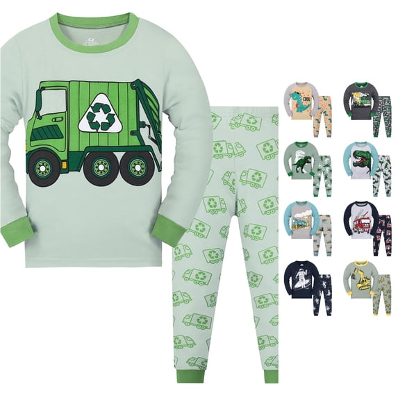 LINGLANG Kids Pajamas Set Toddler Boys Girls Long Sleeve Pjs 2-Piece Sleepwear Soft Cartoon Printed Loungewear Outfits