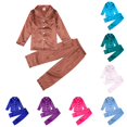 thumbnail image 1 of LINGLANG Kids Satin Pajamas Set Toddler Boys Girls Silky Sleepwear Two-Piece Loungewear Button Down Pjs, 1 of 7