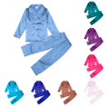 thumbnail image 1 of LINGLANG Kids Satin Pajamas Set Toddler Boys Girls Silky Sleepwear Two-Piece Loungewear Button Down Pjs, 1 of 5