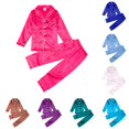 thumbnail image 1 of LINGLANG Kids Satin Pajamas Set Toddler Boys Girls Silky Sleepwear Two-Piece Loungewear Button Down Pjs, 1 of 7