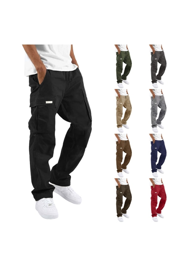 Men's Rugged Cargo Work Pants Multi-Pocket Utility Tactical Trousers Relaxed Fit Durable Cotton Canvas Pants for Construction and Outdoor