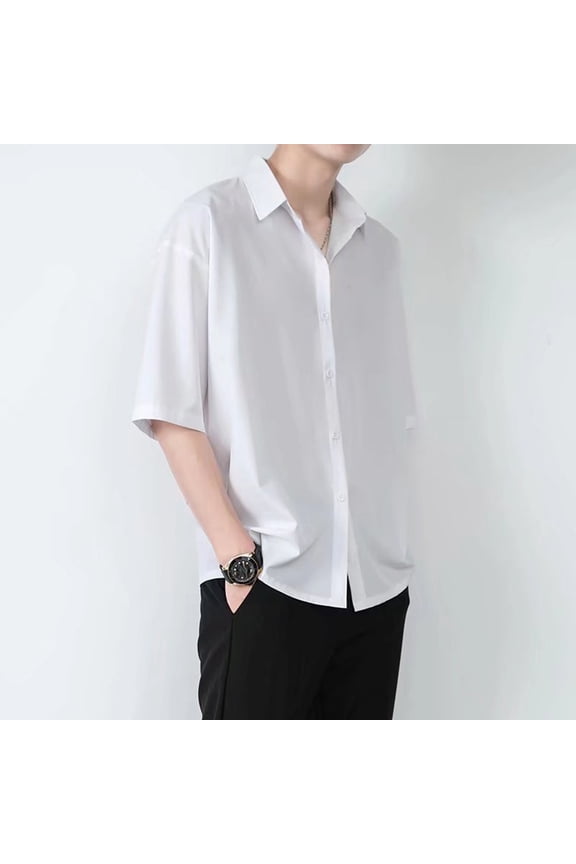 Men's Tech Style Long Sleeve Shirt Loose Lightweight Fashion Casual Button Down Outdoor Top