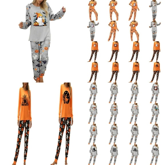 LINGLANG Pajamas For Women Set Halloween Cozy 2 Piece Outfit Soft Comfortable Sleepwear Loungewear Nightwear Nightclothes Homewear