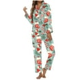 thumbnail image 1 of LINGLANG Pajamas For Women Set Christmas Cozy Flannel Long Sleeve Top With Lapel Comfy Pants Soft Holiday Print Winter Nights Home Xmas Print Pjs Sleepwear Loungewear Nightwear Nightclothes Homewear, 1 of 5