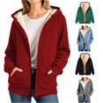 thumbnail image 1 of LINGLANG Sherpa Lined Jackets for Women Full-Zip Hooded Sweatshirt Thermal Winter Warm Outerwear Coats, 1 of 5